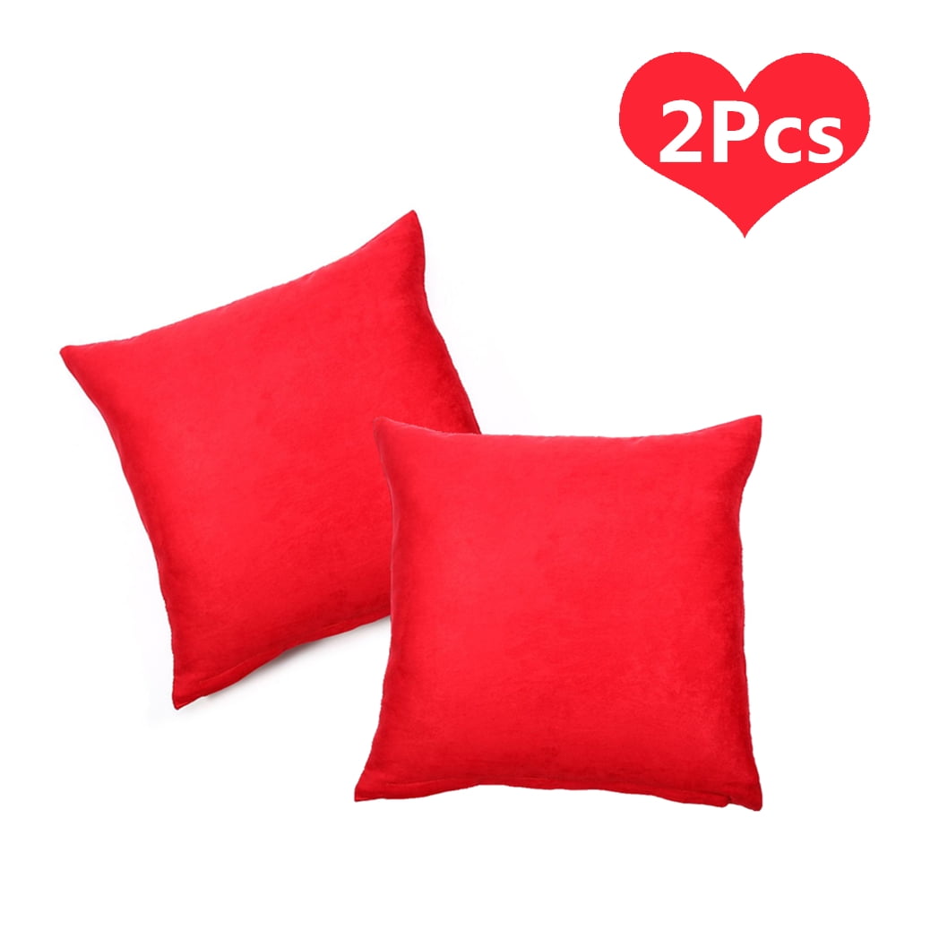 Yosoo 2Pcs 18 × 18 inches Solid Suede Nap Cushion Cover Bed Sofa Throw