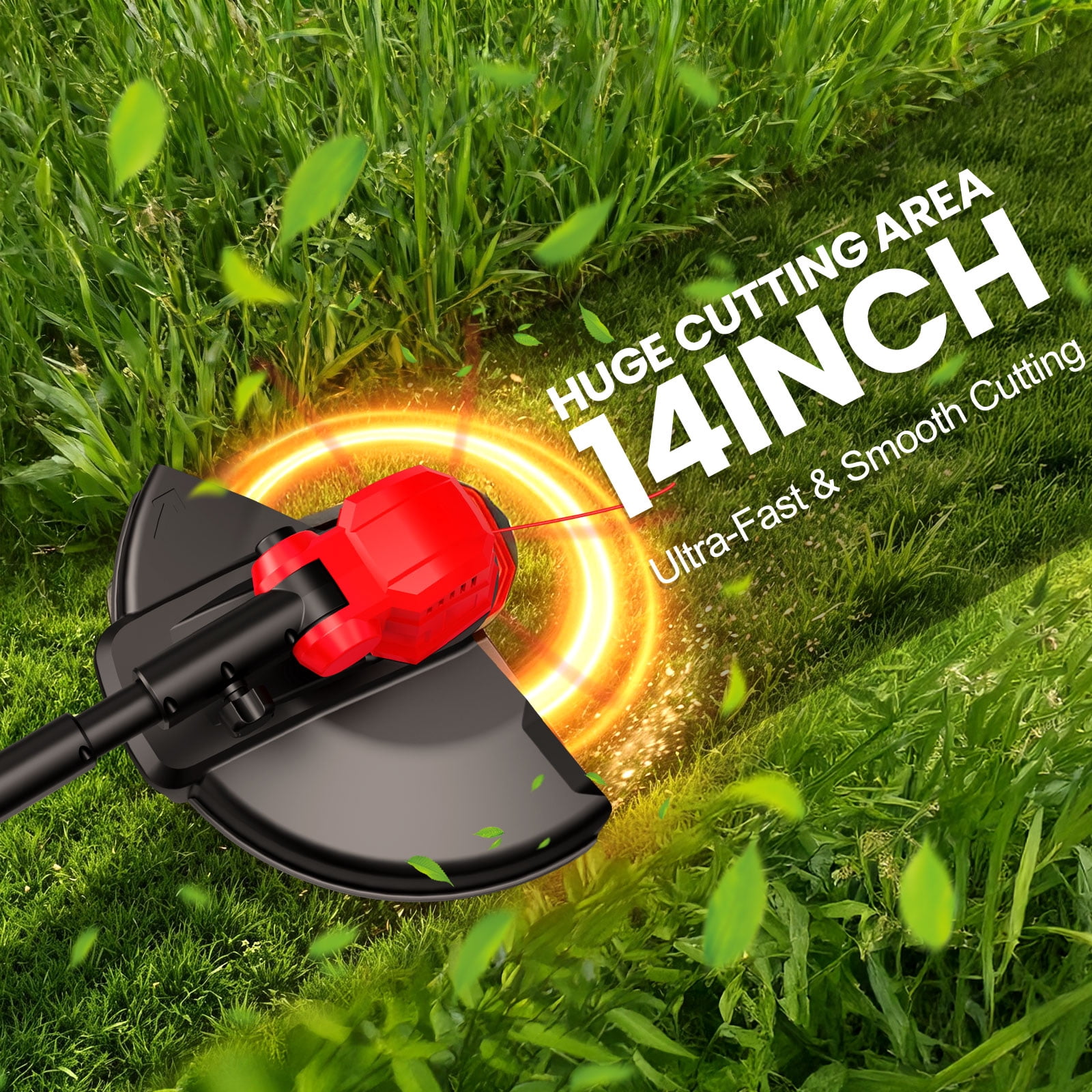 Tanbaby 12-inch Cordless Weed Eater, Brushless Motor Grass Trimmer, Weed Wacker with Auto Line Feed, 2 x 3.0Ah Battery, Weed Trimmer for Lawn Yard Garden