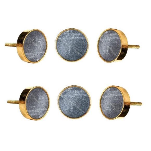 Black Marble Cabinet Knob ( Set Of 6 )