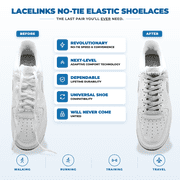 LaceLinks Elastic Shoelaces – Stretchy Shoelaces for Adults & Kids, Sneakers, Running and Casual Shoes (White)
