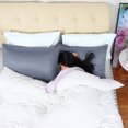 thumbnail image 4 of Soft Silky Satin Pillowcases for Hair Skin 2PCS Pillow Case Standard, Slate Gray, 4 of 9