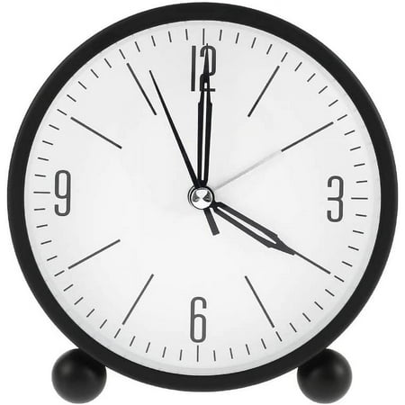 Miuline Silent Alarm Clocks Bedside Non Ticking Battery Powered with Night Light Table Clocks Simply Function Travel Desk Alarm Clock for Bedroom Office (Black)