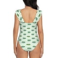 thumbnail image 5 of Goofa Cute Crocodile Print Women's Ruffled One Piece Swimsuit V Neck, 5 of 7