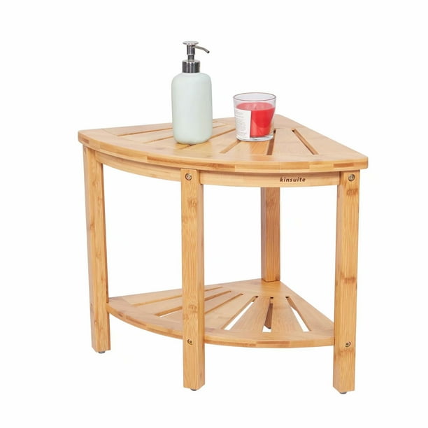 Kinbor Bamboo Corner Shower Bench Bath Stool Spa Sauna ...