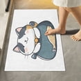 thumbnail image 2 of Yayeee Bath Rug for Bathroom Floor Non Slip Contour Fluffy Soft Absorbent Mat, 20"x24", Blue Cute Cat, 2 of 7
