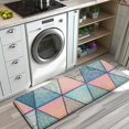 thumbnail image 3 of Pink and Blue Triangular Floral Boho Pattern Kitchen Rug Mat,Kitchen Runner Rugs Non Skid Washable,Decorative Kitchen Floor Mats for Kitchen,Sink,Laundry,17"x47.2", 3 of 7
