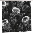 thumbnail image 3 of Jellyfish Shower Curtain Black and White Ocean Bathroom Decor Shower Curtains Fabric Polyester Waterproof with Plastic Hook 72" X 72", 3 of 6