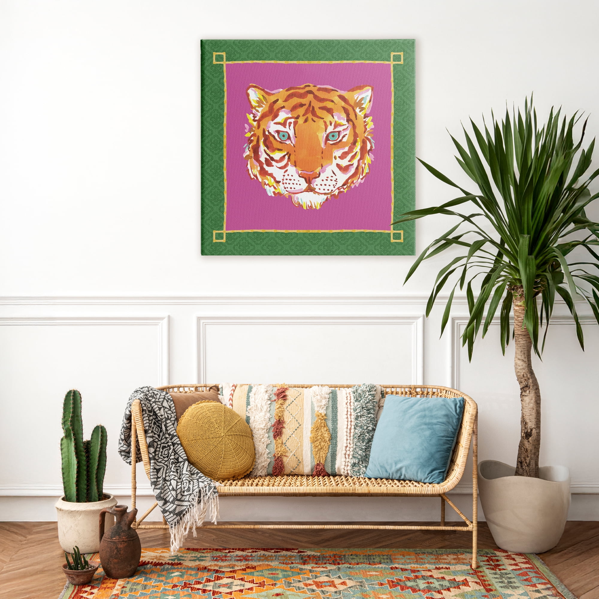 Stupell Industries Bordered Exotic Tiger Portrait Canvas Wall Art, design by Karolina Sato