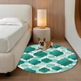 thumbnail image 2 of Green Geometric Moroccan Round Area Rug 6Ft Washable Circle Rugs for Bathroom Office, Abstract Art Teal Ombre Modern Non-Slip Carpet Floor Mats Indoor Outdoor Carpet Runner Aesthetic Home Decor, 2 of 8