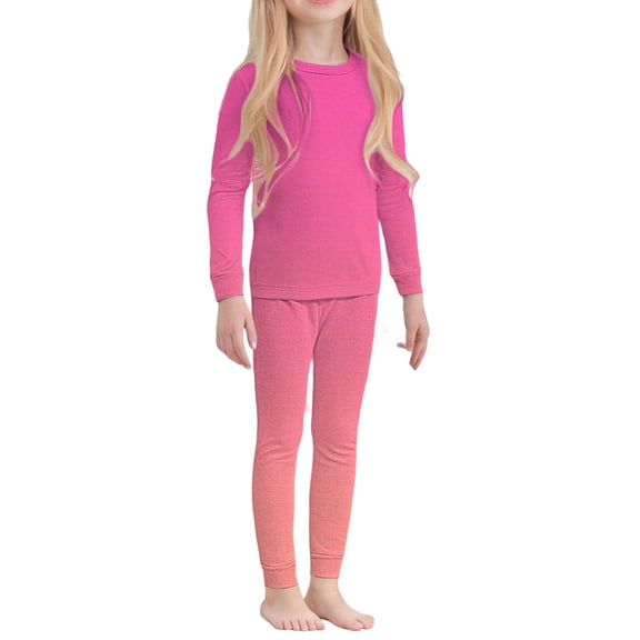 GiLiling Kids Thermal Underwear Set - Solid Color Long Sleeve Shirt and Leggings, 2 Piece Fall Outfit (Pink, 5-6 Years)