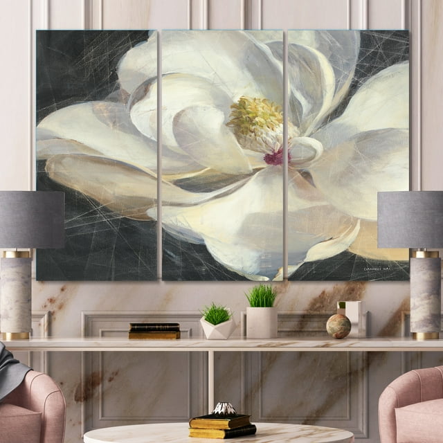 Designart - Magnolia Blanc Vif IV - Art Mural sur Toile Premium Shabby Chic