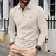 thumbnail image 1 of pstuiky camisas de hombre de manga larga, Camiseta de manga larga con solapa y botones de color liso para hombre Tops casuales para hombres s, 1 of 9