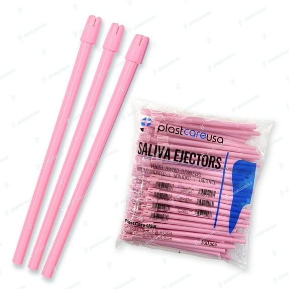 1000 Dental Saliva Ejectors Disposable, Medical Grade Latex Free Suction Tips (Pink)