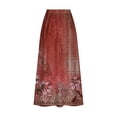 thumbnail image 4 of WXLWZYWL Women's Linen Maxi Skirt with Pockets - Floral Print Casual Elastic Waistband Flared Long Skirt 2024 Fall Fashion, 4 of 5