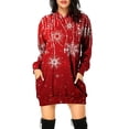 thumbnail image 1 of Robes de Fête de Noël pour Femmes Imprimé de Noël Manches Longues à Capuche avec Poche Robe Tunique Sweat-Shirt (Taille: 2TG), 1 of 4