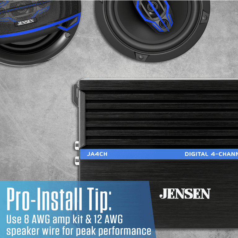 Jensen Class-D 4-Channel Amplifier, 1000 Watts Peak, Compact