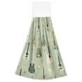 thumbnail image 7 of Yayeee Kitchen Hanging Hand Towels Set of 2 with Loop Bathroom Absorbent Tie Towel, Green Floral Guitar Pattern, 7 of 7