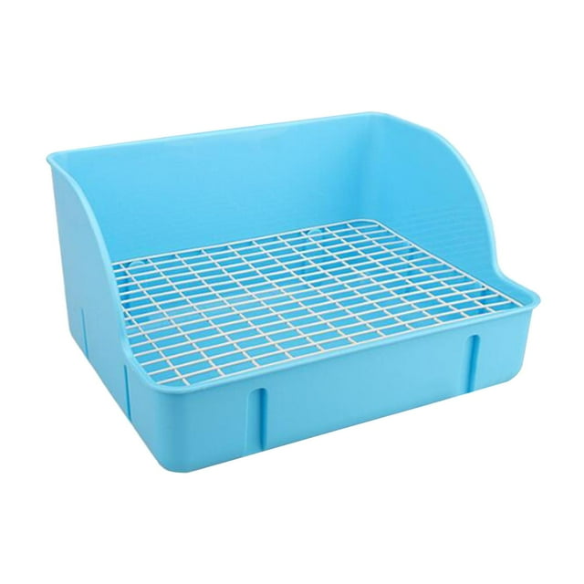 Caja de arena para conejos, orinal, caja de inodoro de esquina para hámster, bandeja para animales de , inodoro Azul