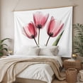 thumbnail image 3 of Pink Tulips Tapestry for Bedroom Wall Hanging Tapestry, Green Leaf Country Flower White Botanical Ceiling Backdrop Tapestries Poster Blanket Wall Decor for Teens Room Living Room Dorm 39" x 59", 3 of 8