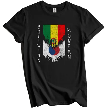 Gildan Bolivian Korean Flags Ripped Torn Bolivia South Korea T-Shirt Gift for Men Women Unisex Tee
