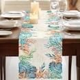 thumbnail image 3 of Table Runners 108 Inches Long Dress Scarves, Beige Coastal Farmhouse Coffee/Dining/Kitchen Table Runner for Living Room, Summer Nautical Beach Coral Starfish 13x108 Inch, 3 of 9