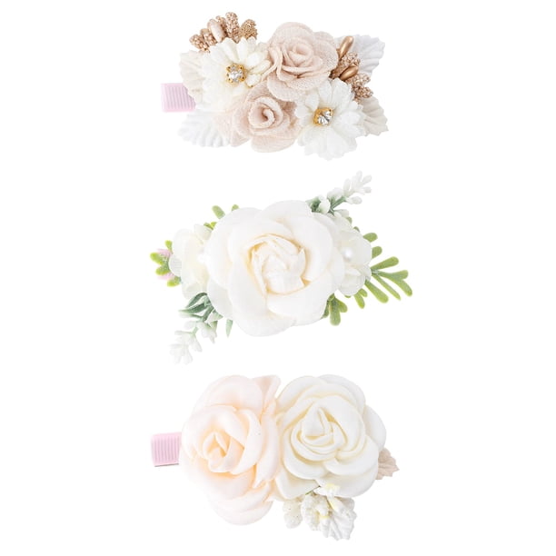 Juego de pinzas para el pelo con forma de flor, 3 unidades, con estampado floral de cerezo para niñas