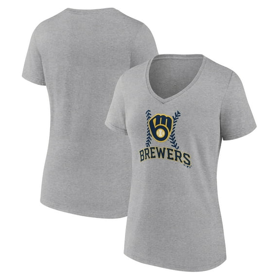 Women's Gray Milwaukee Brewers Fastball V-Neck T-Shirt