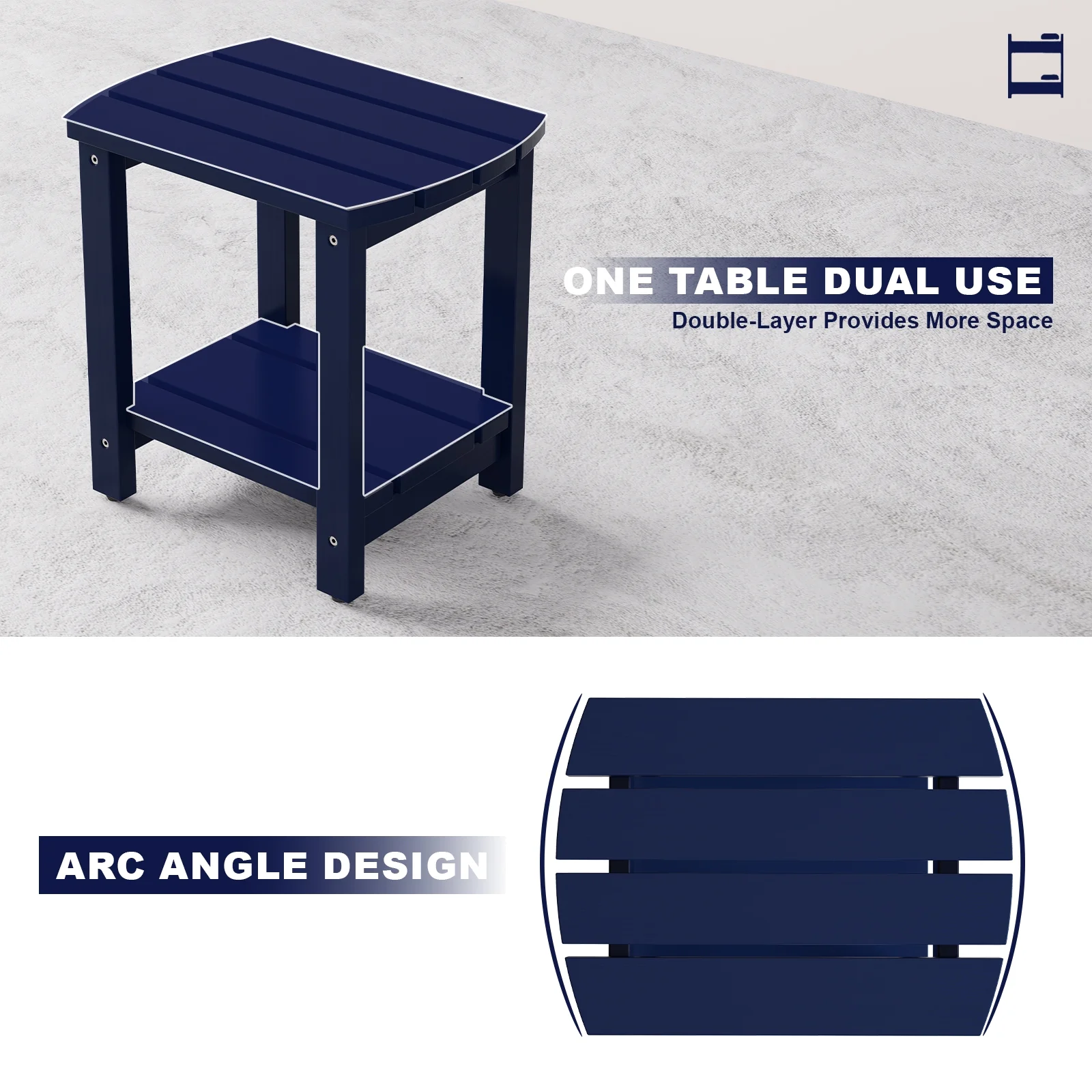 Adirondack Side Table, Solid Wood End Tables, Small Outdoor Coffee Table Porch Table Pine Wood for Patio, Backyard,Pool, Indoor Companion