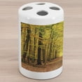 thumbnail image 1 of Fall Ceramic Toothbrush Holder, Pathway in Autumn Forest with Faded Seasonal Leaves Dramatic Romantic Season Scene, Versatile Countertop for Bathroom, 4.5" X 2.7", Yellow Brown, by Ambesonne, 1 of 4