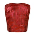 thumbnail image 4 of JanJean Kids Boys Glittery Sequined Vest Waistcoat Hip-hop Choir Jazz Dance Stage Performance Coat Jacket Red 14-15, 4 of 7