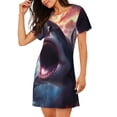 thumbnail image 2 of Easygdp Dramatic Shark Attack Camisón de manga corta para mujer, informal, estampado, 2 of 6