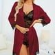 thumbnail image 4 of Conjunto de pijama de lencería con encaje Floral de satén para mujer, 4 piezas, con bata, Kimono, conjunto de lencería, pijama de satén, bata de encaje, sujetador Zhivalor 222940-6, 4 of 8