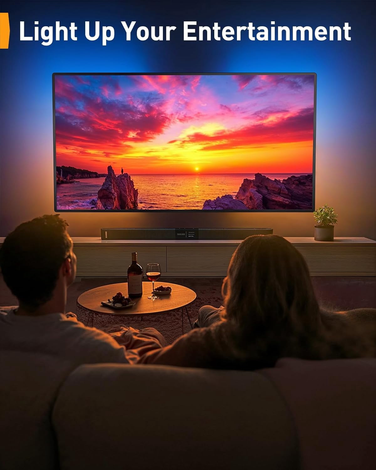 Pre-Assembled TV Wall Mount with LED Lights for 26-65 inch TVs up to 99 lbs