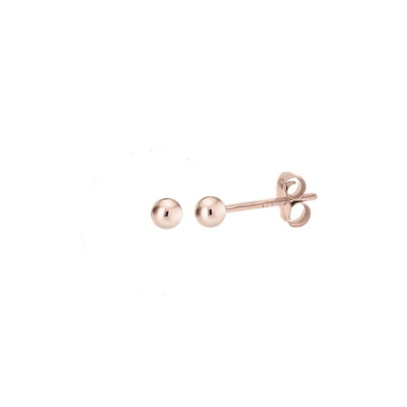 Rose Gold Plated Polished Sterling Silver Round 2mm Ball Bead Stud