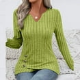 thumbnail image 5 of UTSJKR Tunic Sweaters for Women Long Sleeve Shirts V Neck Tops with Buttons Spring Fall Fashion Outfits Winter Clothing Green M, 5 of 6