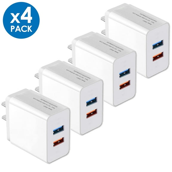 USB Wall Charger, Charger Adapter, TRMTECH 4-Pack 2.1A Dual Port Quick Charger Plug Cube for iPhone 14 13 12 11 Pro Max 10 SE X XS 8 Plus Samsung Galaxy S22 S21 S20 Power Block Fast Charging Box Brick