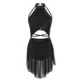 thumbnail image 3 of Linjinx Sparkly Rhinestone Leotard Lyrical Dance Dress for Womens Cutout Strappy Backless Dance Dress Black M, 3 of 6