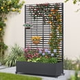 thumbnail image 5 of UPHYB Metal Planter Box with Trellis, 73"x 47"x 16" Raised Garden Bed with Wheels and Drainage Holes, Planter with Trellis for Garden, Balcony and Patio, Black, 5 of 7