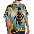 thumbnail image 2 of Starry Bees in the Sky Men's Button Down Hawaiian Print Short Sleeve Casual Summer Beach Shirts, 2 of 6