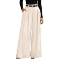 thumbnail image 2 of Mifsaly Wide Leg Dress Pants for Women High Waisted Pleated Professional Work Trousers with Pockets Flowy Business Casual Office formal Occasions Outfits Beige,XXL, 2 of 6