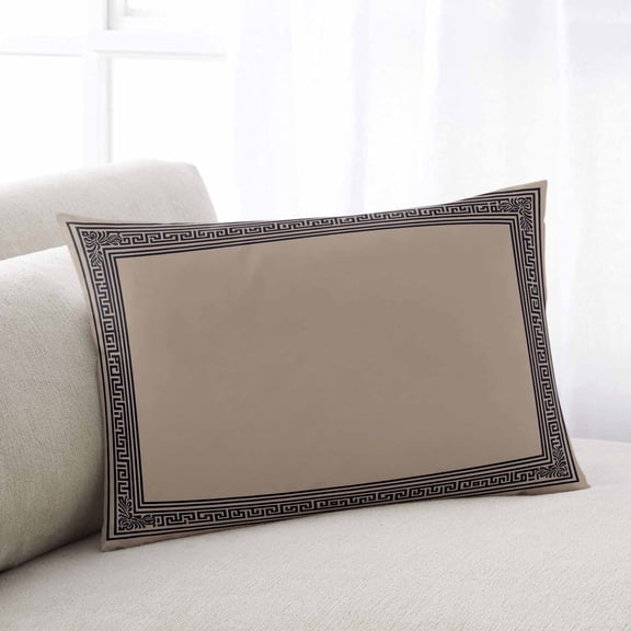 Black Brown Greek Key Lumar Pillow Covers, Geometric Greece Ancient Farmhouse Geo Soft Throw Pillow Cases with Invisible Zipper, Decorative Pillowcase Pillows Protectors for Sofa Bed Chair 16"x24"