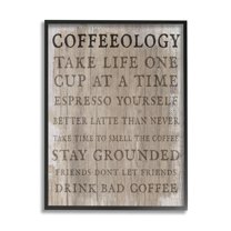 Stupell Industries Rustic Coffeeology Sign Espresso Positivity Phrases Drink Puns, 24 x 30, Design by Daphne Polselli