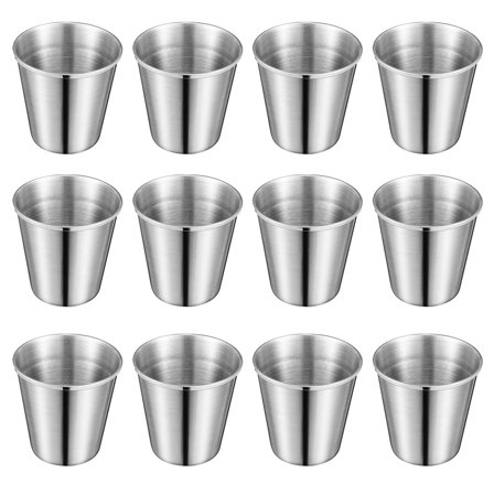 NICEXMAS Stainless Steel Liquor Cups for Home Use Silver Portable Spirits Cups 12pcs