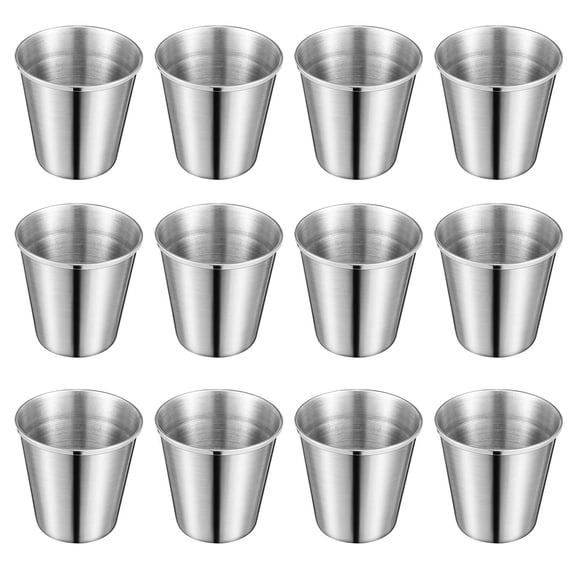 NICEXMAS Stainless Steel Liquor Cups for Home Use Silver Portable Spirits Cups 12pcs