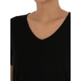 thumbnail image 2 of Time and Tru Women's Pima Cotton Blend V Neck Tee, 2-Pack, Sizes XS-XXXL, 2 of 6