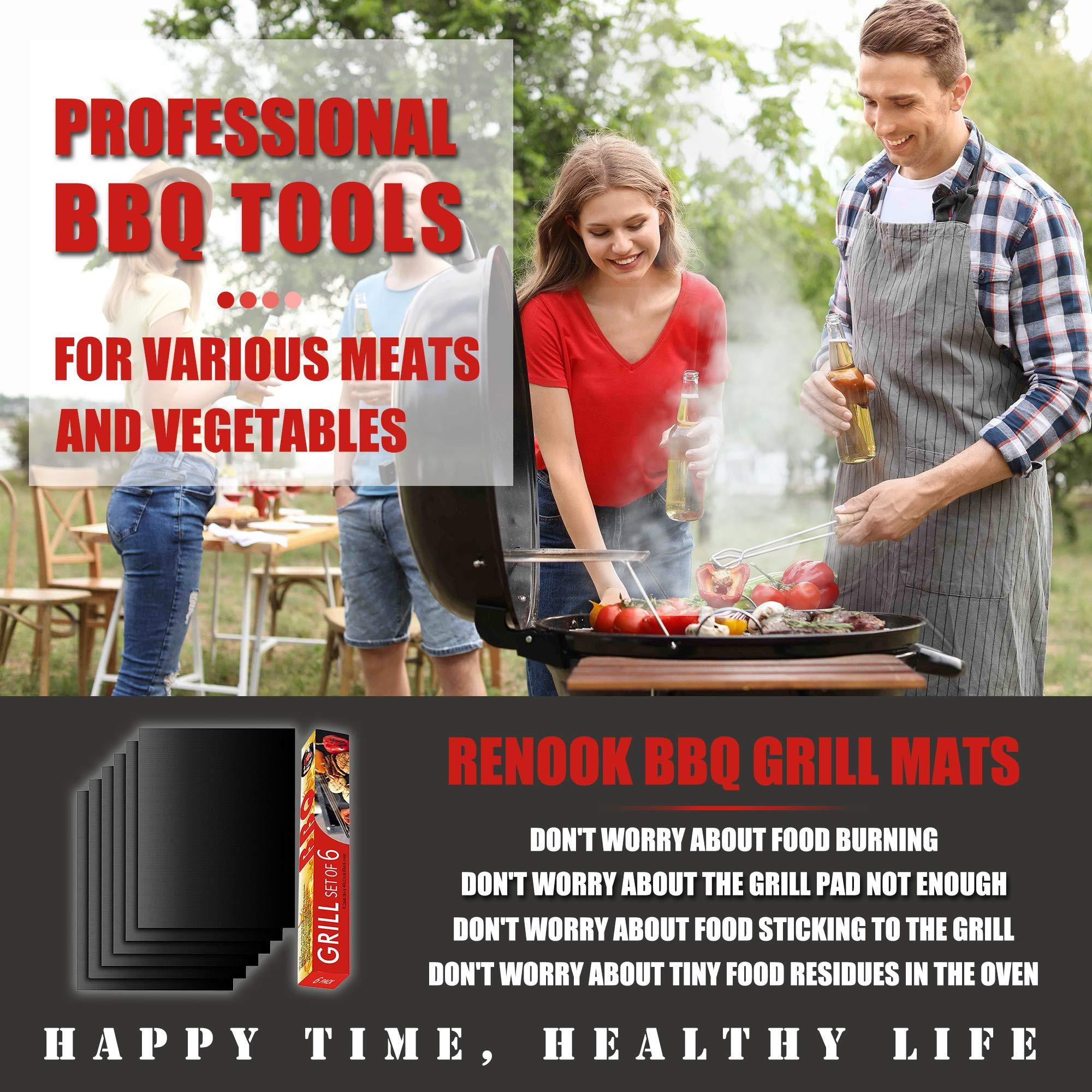  On'h BBQ Grill Mat - Set of 3 Heavy Duty Non-Stick for Ribs  Shrimps Steaks Burgers Vegetables Reusable for Gas Charcoal Electric Grill  Ovens Best Grilling Accessories : Patio, Lawn