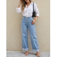 thumbnail image 2 of Merokeety Womens 2026 Mid Rise Button Fly Baggy Wide Leg Denim Jeans skyblue 16, 2 of 5