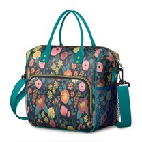 Pioneer Flower Floral Print Pattern Womens Lunch Box for Work,Insulated Large Lunch Bag for Tween and Teen,Loncheras Para Mujer,Leakproof Adult Lunch Bag for Work,Beach,Travel,Picnic,Camping