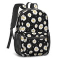 thumbnail image 2 of Daisy Pioneer Flower Black Pattern 17" School Backpacks for Teens,Waterproof Oxford Fabric,S-Shape Padded Straps for School,Travel,Hiking,Camping, 2 of 6