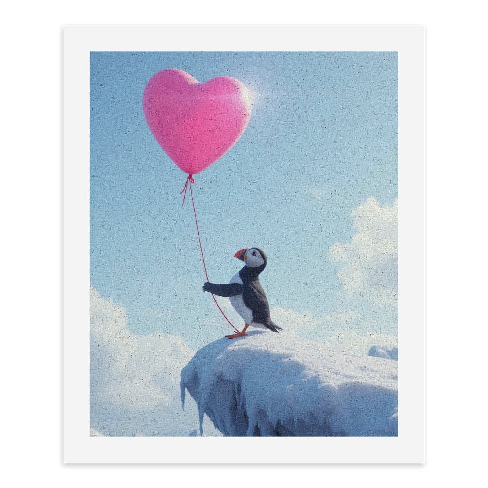 Paint By Numbers Kit for Adults Beginner - Puffin Heart Balloon Sky Cliff DIY Canvas Painting Kits for Adults, Frameless Paint By Number for Adults for Home Wall Decor 16x20 Inch